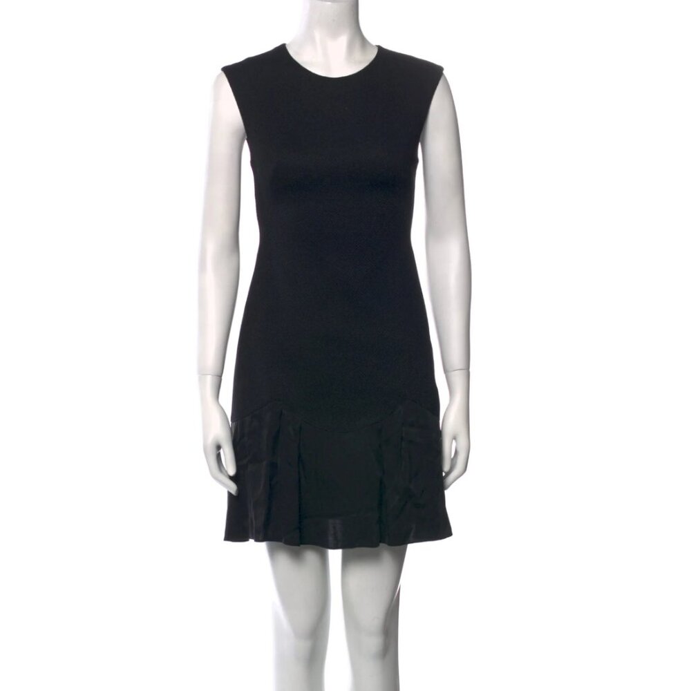 NWT - Rebecca Taylor Terri Black Round-Neck Sleeveless Sheath Flounce Hem Dress